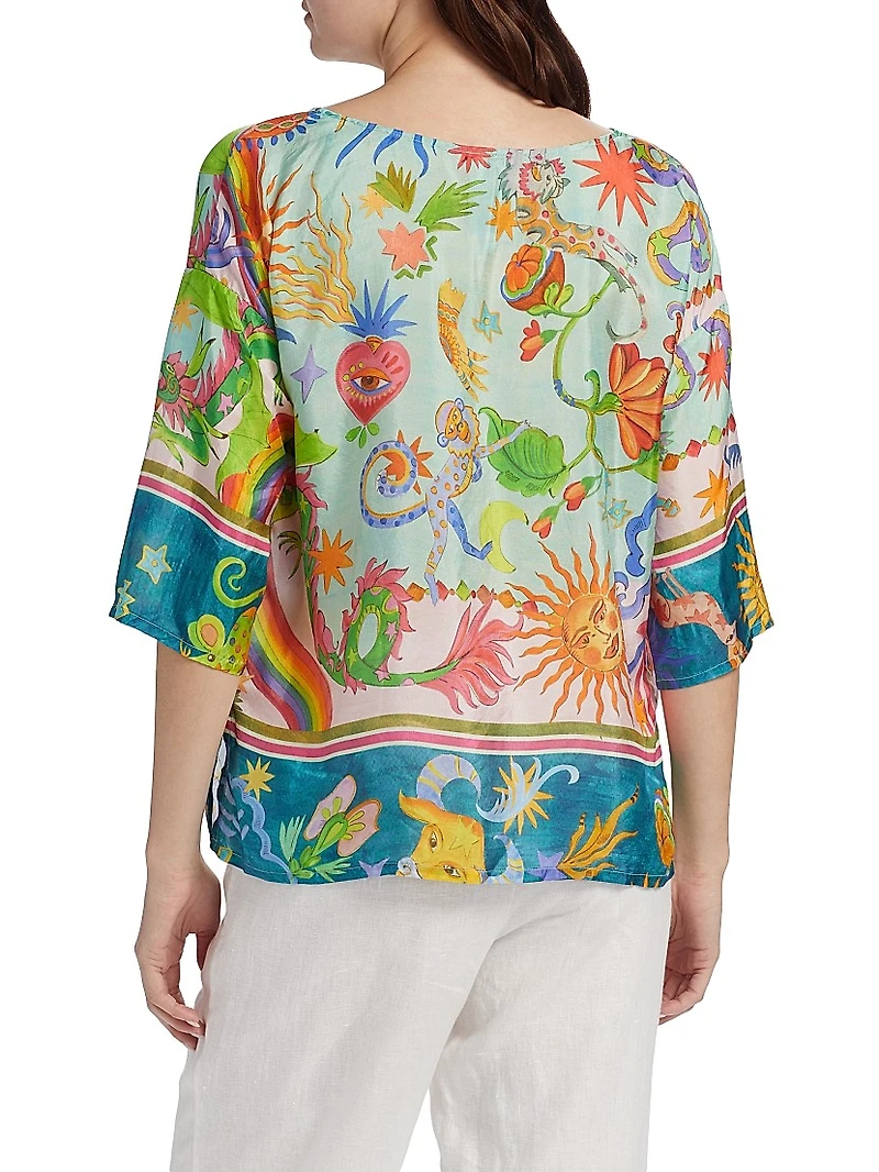 Tiko Abstract Silk Blouse