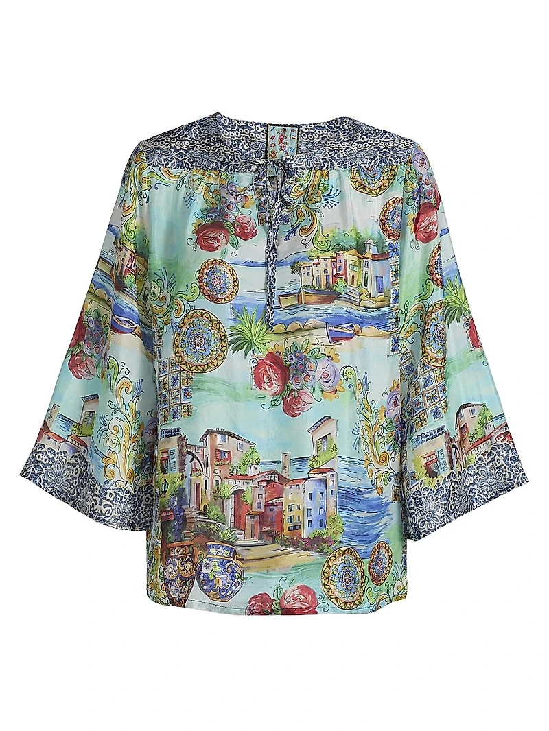 Lepin Flowy Printed Silk Blouse