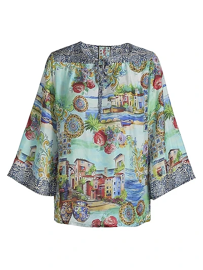 Lepin Flowy Printed Silk Blouse