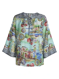 Lepin Flowy Printed Silk Blouse