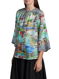 Lepin Flowy Printed Silk Blouse