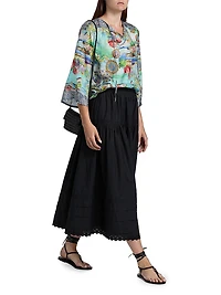 Lepin Flowy Printed Silk Blouse