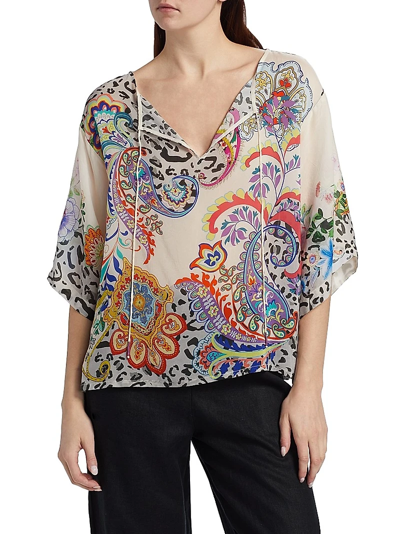 Milo Paisley Tieneck Blouse