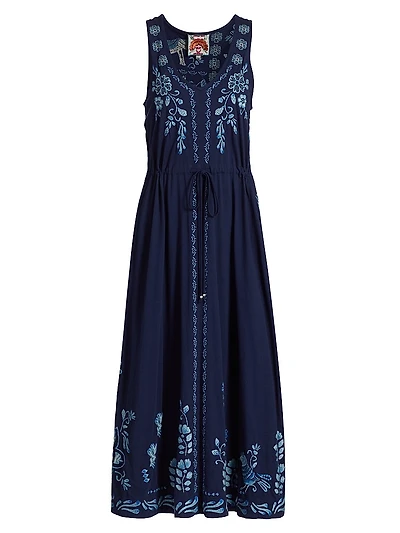 Yadira Cotton Drawstring Midi-Dress