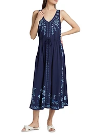 Yadira Cotton Drawstring Midi-Dress