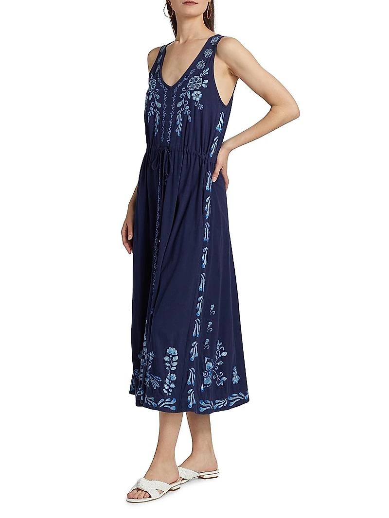 Yadira Cotton Drawstring Midi-Dress