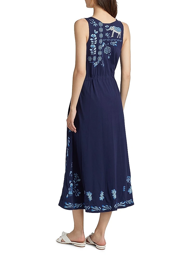 Yadira Cotton Drawstring Midi-Dress