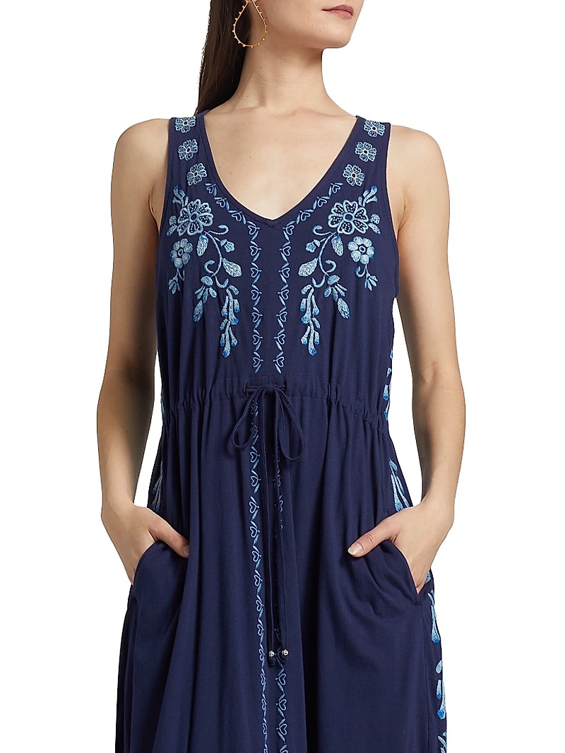 Yadira Cotton Drawstring Midi-Dress