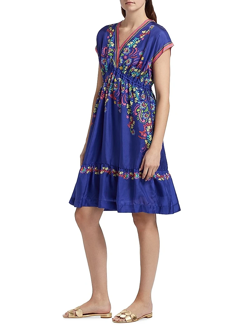 Ellis Floral Silk Midi-Dress