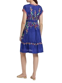 Ellis Floral Silk Midi-Dress