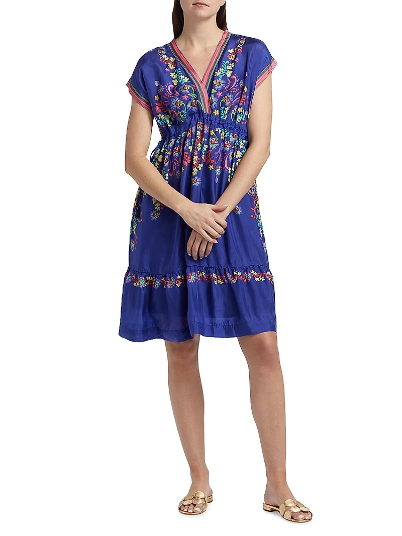 Ellis Floral Silk Midi-Dress