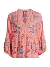 Luna Embroidered V-Neck Shirt