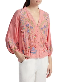 Luna Embroidered V-Neck Shirt
