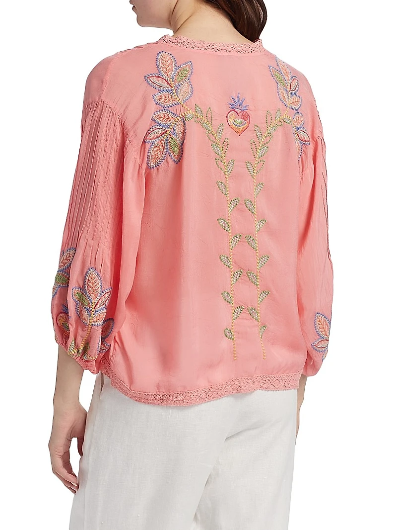 Luna Embroidered V-Neck Shirt