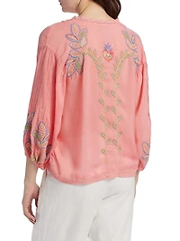 Luna Embroidered V-Neck Shirt