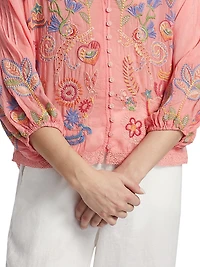 Luna Embroidered V-Neck Shirt