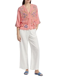 Luna Embroidered V-Neck Shirt