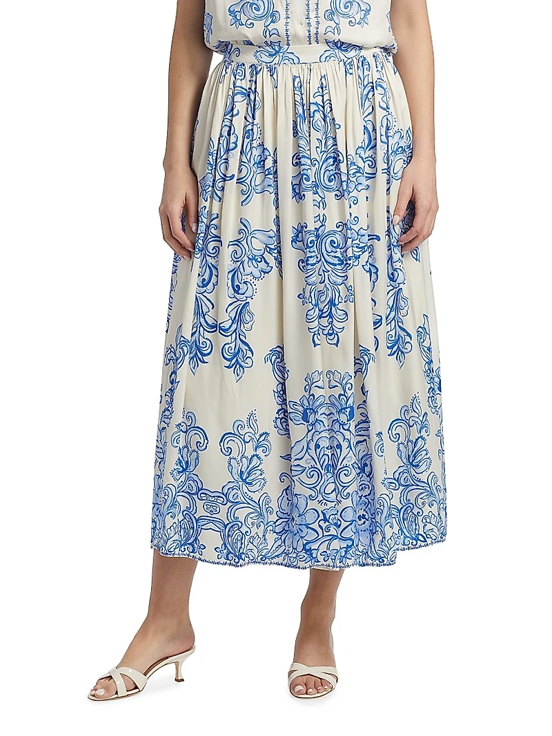 Kenzie Abstract Print Midi-Skirt