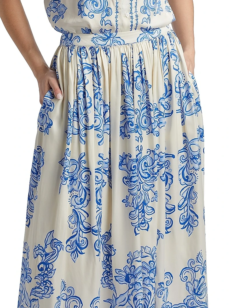 Kenzie Abstract Print Midi-Skirt