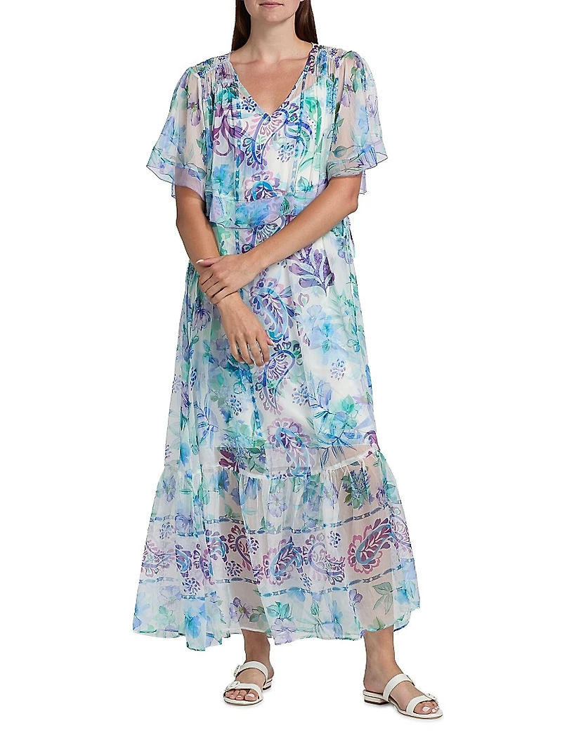 Annamarie Printed Flutter Maxi Dress