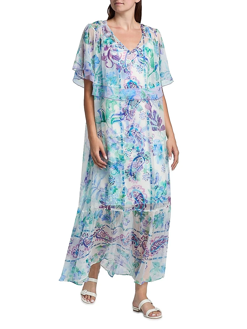Annamarie Printed Flutter Maxi Dress