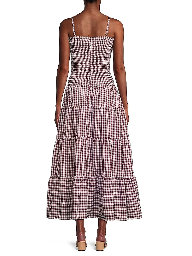 Clementine Gingham Tiered Maxi Dress
