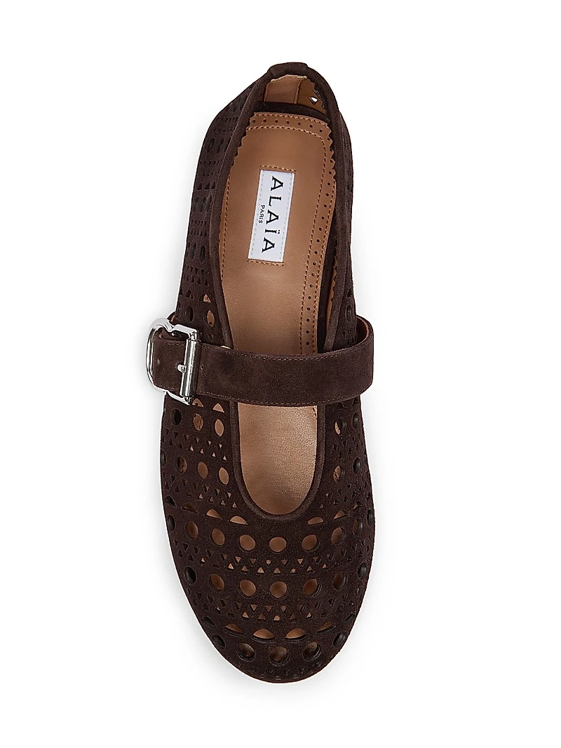 Cut-Out Suede Ballet Flats