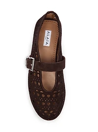 Cut-Out Suede Ballet Flats