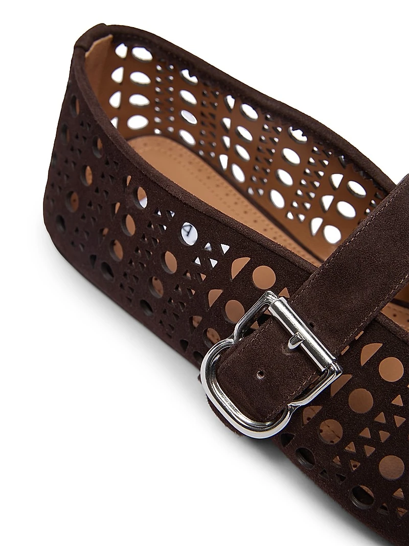 Cut-Out Suede Ballet Flats