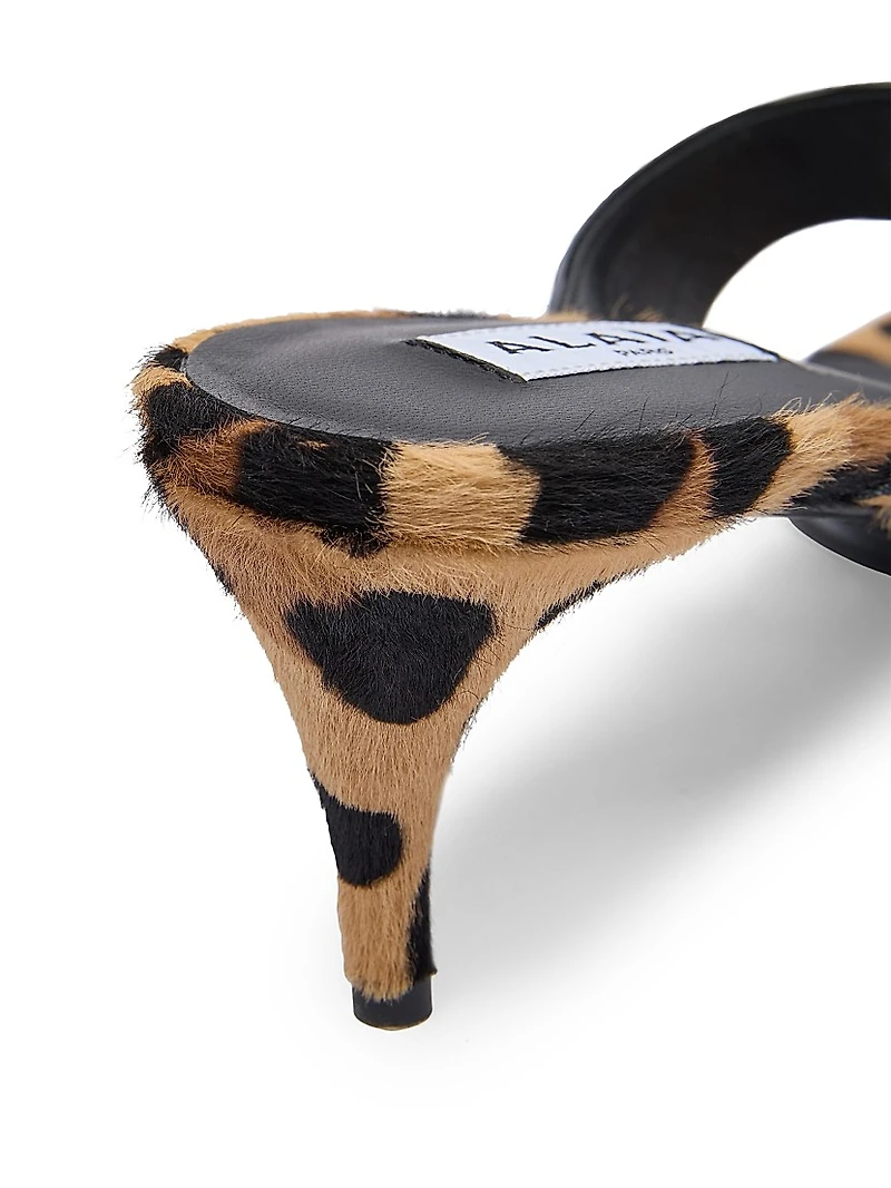 Leopard-Print Calf Hair Thong Sandals