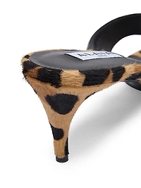Leopard-Print Calf Hair Thong Sandals