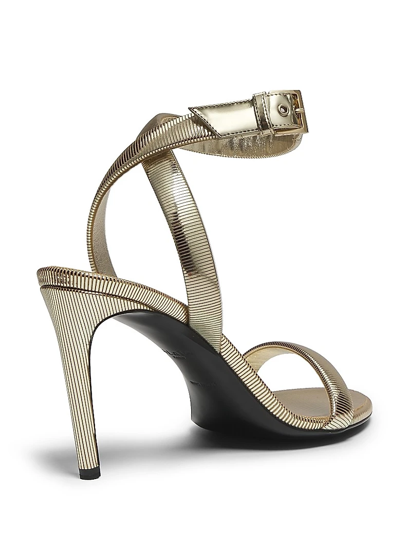 90MM Textured Leather Sandals