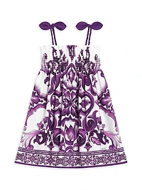 Little Girl's & Smocked Sleeveless Cotton Dress