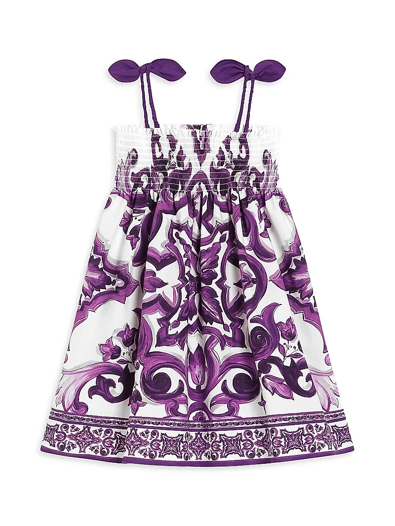 Little Girl's & Smocked Sleeveless Cotton Dress