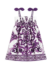 Little Girl's & Smocked Sleeveless Cotton Dress