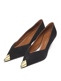 50MM Cap-Toe Leather Kitten-Heel Pumps