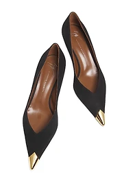 50MM Cap-Toe Leather Kitten-Heel Pumps