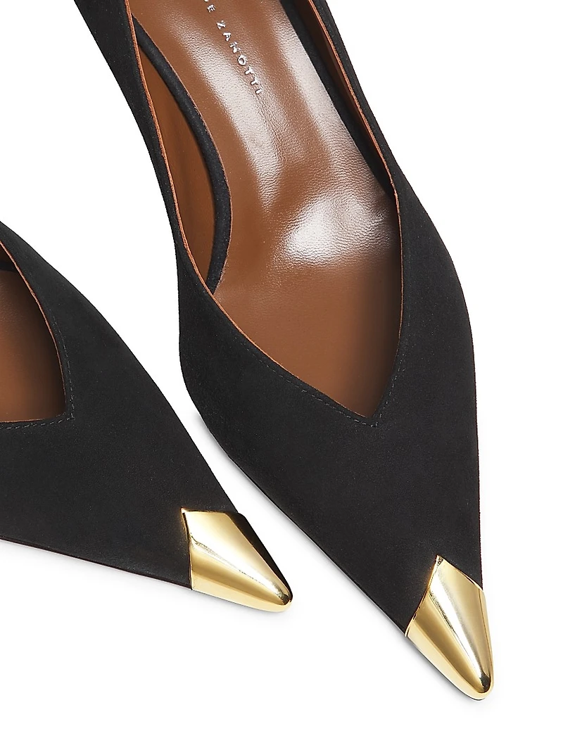 50MM Cap-Toe Leather Kitten-Heel Pumps