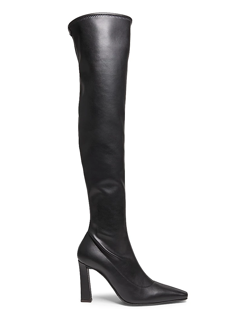 Stretch Leather Over-The-Knee Boots