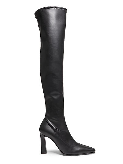 Stretch Leather Over-The-Knee Boots