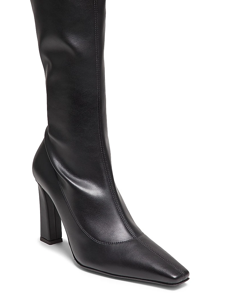 Stretch Leather Over-The-Knee Boots
