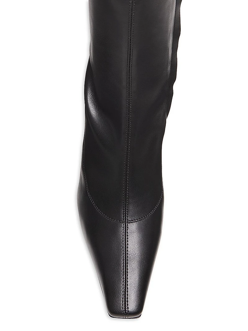Stretch Leather Over-The-Knee Boots