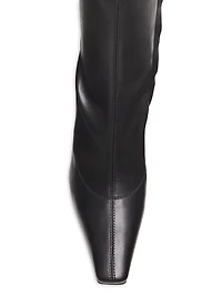 Stretch Leather Over-The-Knee Boots