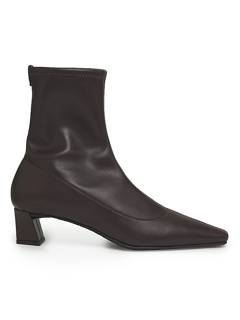 40MM Stretch Leather Square-Toe Ankle Boots