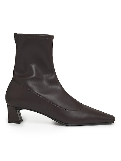 40MM Stretch Leather Square-Toe Ankle Boots