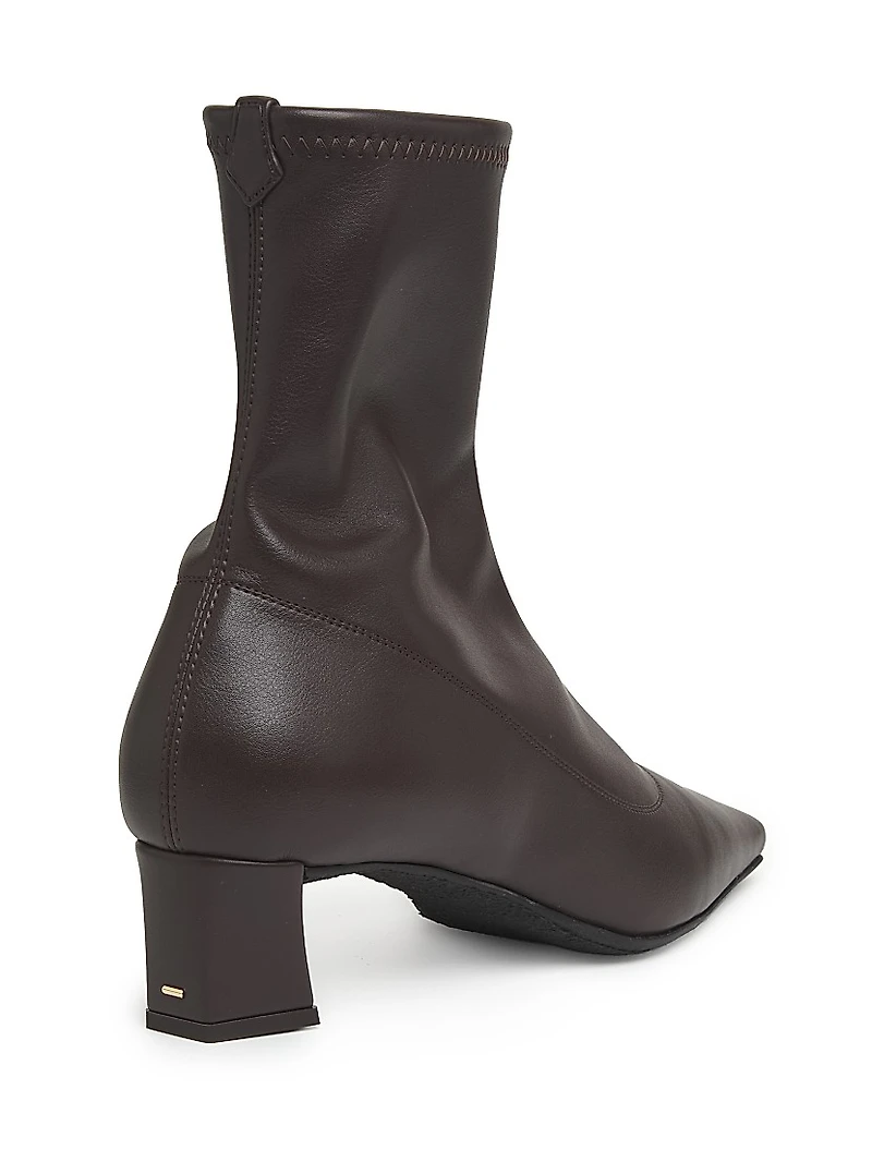 40MM Stretch Leather Square-Toe Ankle Boots