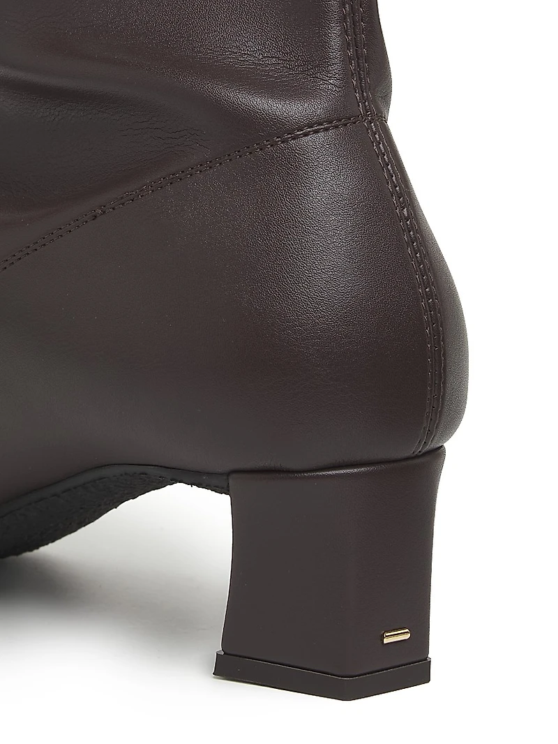 40MM Stretch Leather Square-Toe Ankle Boots
