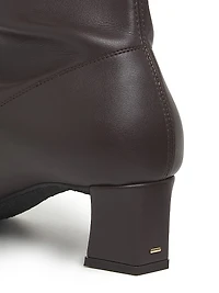 40MM Stretch Leather Square-Toe Ankle Boots