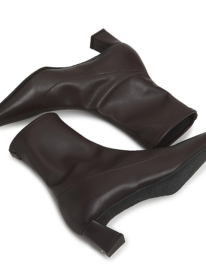 40MM Stretch Leather Square-Toe Ankle Boots