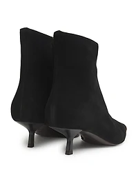 90MM Suede Cap-Toe Kitten-Heel Booties